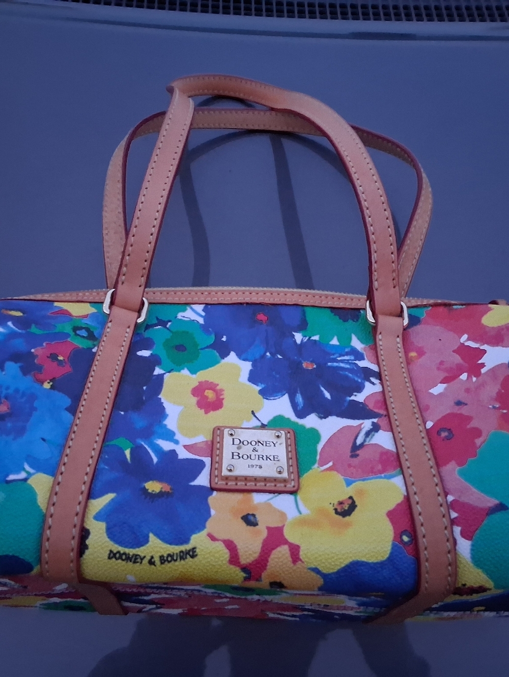 Dooney And Burke Purse Bag Floral Flowers Multicolor Authentic - Picture 2 of 6